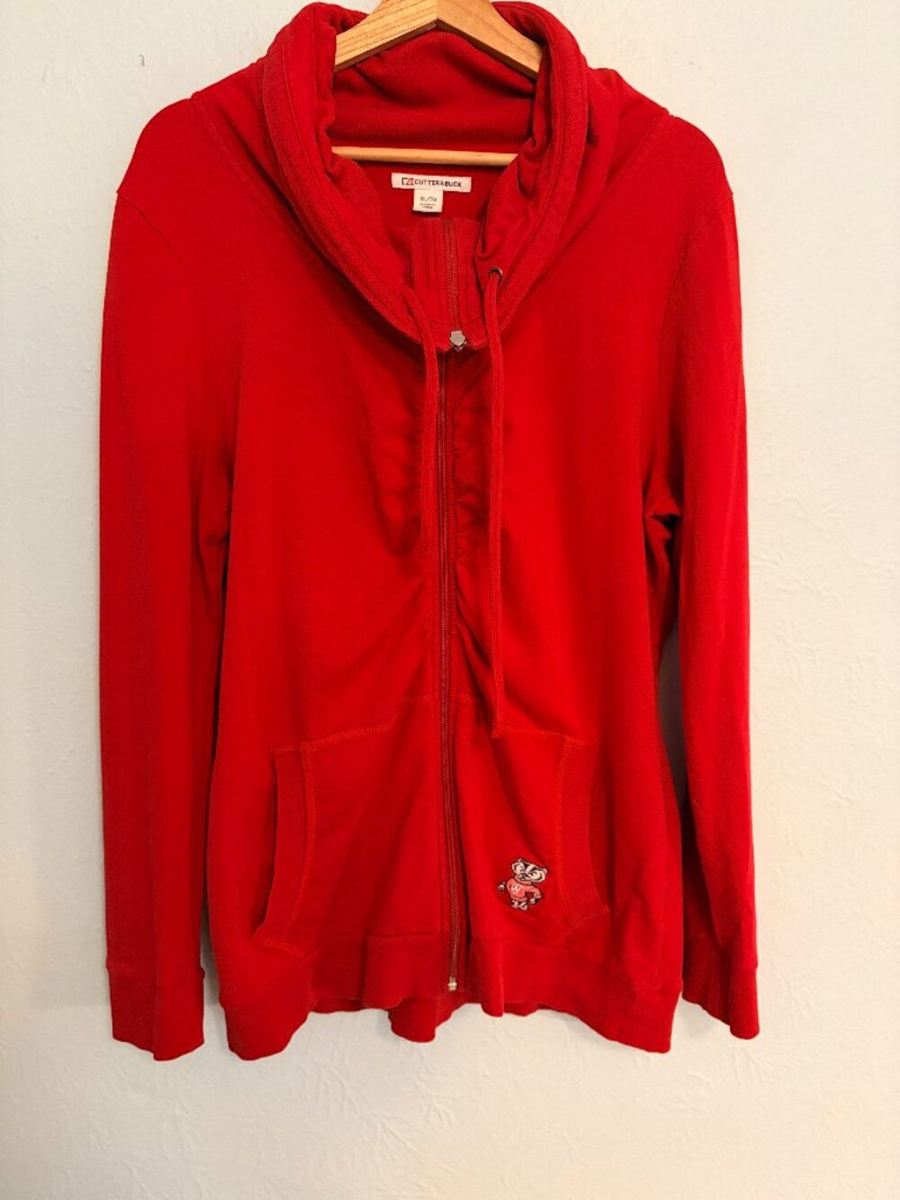 Cutter & Buck Wisconsin Badgers Red Zip Hoodie Women’s XL NCAA Logo Game Day